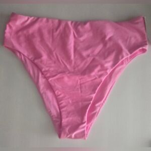 PINK Victoria's Secret New Ribbed High-Cut Bikini Bottoms in Bright Pink